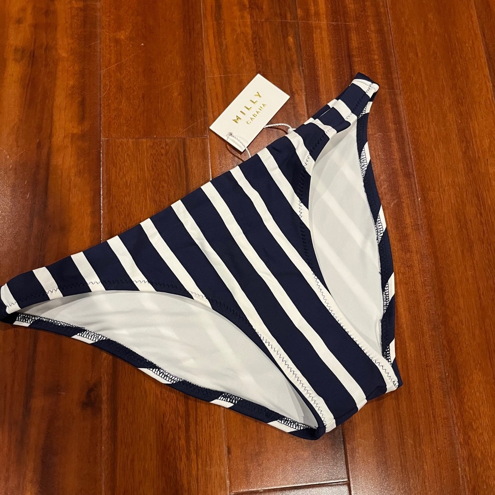 Milly Stripe Bikini Bottom‎ Cabana St Lucia Swim Blue White Stripe New Size P XS